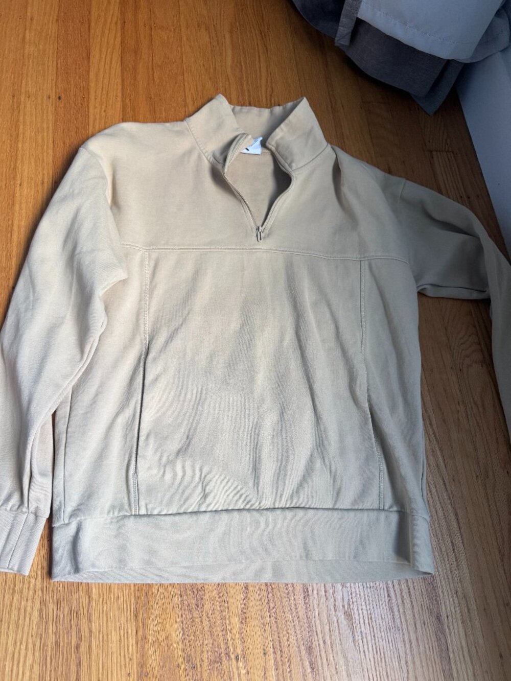 Zara Matching Quarter-Zip Sweatsuit Set Beige Size M